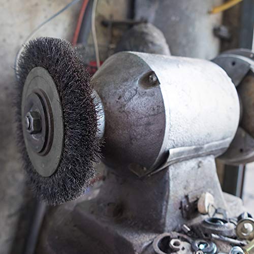 6 Inch Bench Grinder Grinding Wheel & Wire Wheel Brush with 1/2'' Arbor, 120 Grit Silicon Carbide Bench Grinding Wheel for Bench Grinder,for Drill POLIWELL