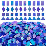 KALUCION Magic Iridescent Blue Stained Glass Mosaic Tiles, 280 Pieces Mixed 4 Shapes Tiffany Stained Glass Kit Mosaic Glass Pieces for Crafts KALUCION