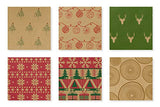 RUSPEPA Christmas Wrapping paper - Brown Kraft Paper with Red and Green Pattern For -Christmas Elements Collection-6 Roll-30Inch X 10Feet Per Roll RUSPEPA