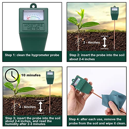 Yizerel 2 Packs Soil Moisture Meter for House Plants, Plant Water Meter Soil Tester Test Kit Soil Hygrometer Sensor for Indoor & Outdoor Use Garden - WoodArtSupply