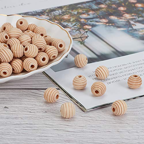 OLYCRAFT 200PCS Threaded Wooden Beads 12mm Beehive Beads Undyed Round Wood Honeycomb Beads Unfinished Threaded Wooden Beehive Spacer Beads Round - WoodArtSupply