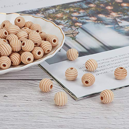 OLYCRAFT 200PCS Threaded Wooden Beads 12mm Beehive Beads Undyed Round Wood Honeycomb Beads Unfinished Threaded Wooden Beehive Spacer Beads Round - WoodArtSupply