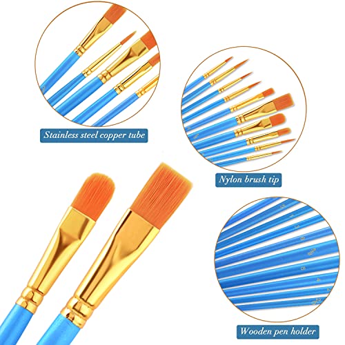 AROIC 72 PCS Professional Painting Set with Easels, 6 PCS Wood Easels,6 Packs of 60 Brushes with Nylon Brush Head and 6 pcs Palettes, Painting AROIC