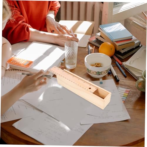 TEHAUX Box Wooden Pencil Case Desk Organizers Jewelery Storage Case Unpainted Pen Case Unfinished Wood Case Pencil Container Wood Pencil Case Pencil TEHAUX