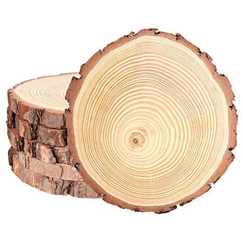 KEILEOHO 6 PCS 7.1-7.8 Inches Natural Wood Slices, Large Smooth Wood Slices for Crafts, Unfinished Wood Slices for Arts and Crafts Christmas