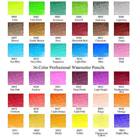 36-Color Watercolor Pencils, Water Color Pencils Set, Artist Drawing Pencils, Colored Pencils for Adult Coloring, Sketch Drawing Pencil Art Supplies, Joyberg