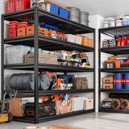 REIBII 55.2" W Garage Shelving Heavy Duty Garage Storage Shelves 3000LBS Adjustable 5 Tier Metal Shelving Unit for Storage Rack Storage Shelves REIBII
