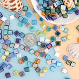 Wq Warmqing 390 Pieces Micro Glass Mosaic Tiles for Crafts,Tiny Iridescent Square Mosaic Glass Pieces,0.32 Inch Candy Mosaic Kits for Adults and WQ WARMQING