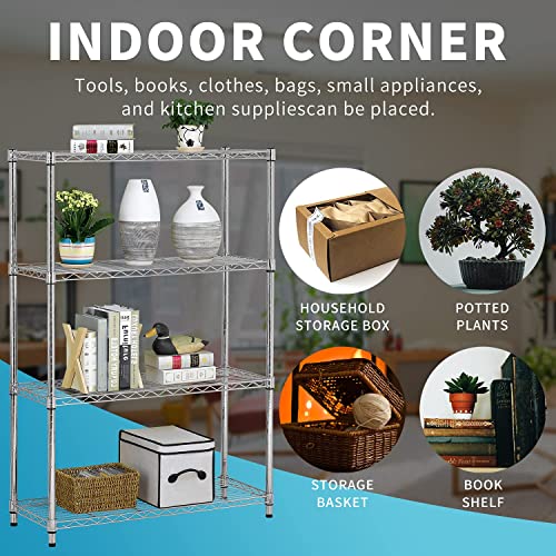 HCY 4-Tier, Shelf Heavy Duty, Shelving Unit NSF Height Adjustable Metal Storage Rack for Laundry Bathroom Kitchen Garage Pantry Organization 1000 LBS HCY