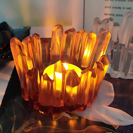 ResinWorld 2 Pack Tea Light Candle Holder Mold + Faceted Ring Cone Resin Mold Silicone, Diamond Shaped Ring Holder Molds for Resin Casting ResinWorld