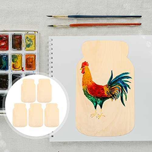 Healifty 5pcs Mason Jar Wood Chips DIY Wood Ornaments Wood Slices Wood Slice Crafts Wood Cutouts to Paint Unfinished Wood Shapes Ornament Crafts Wood Healifty