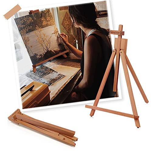 Falling in Art Beechwood 25’’ Tabletop Easel Display Stand Set for Painting- Holding Canvas Up to 22 1/2 Inches High, 2 Pack Artist A-Frame Tripod Falling in Art