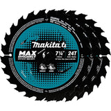 Makita B-61656-3 7-1/4" 24T Carbide-Tipped Max Efficiency Circular Saw Blade, Framing, 3/pk Makita