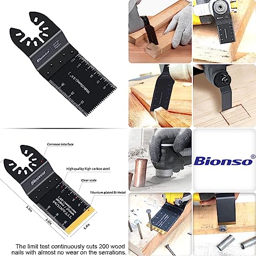 Bionso 55PCS Oscillating Saw Blades, Professional Universal Titanium Multitool Blades for Wood Plastics Metal, Quick Release Multi Tool Kits Fit Bionso