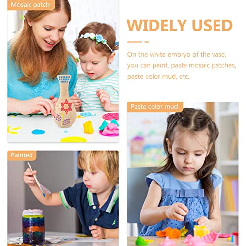 Healifty 1 Set DIY Vase Mosaic Pot Handmade Flower Pot Wood Vase Crafts Mosaic Succulent Pot Paint Your Vase Unfinished Wood Vase Paintable Vase Healifty