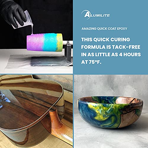 Alumilite Amazing Quick Coat Epoxy [0.5 gal A + 0.5 gal B(1 Gallon) 2 Part Kit] High Gloss Coating, Crystal Clear Casting & Fast Dry Formula for Alumilite