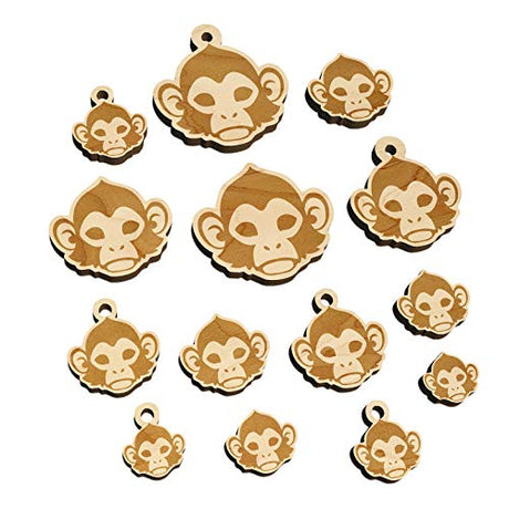 Capuchin Monkey Head Mini Wood Shape Charms Jewelry DIY Craft - Various Sizes (16pcs) - with Hole Sniggle Sloth