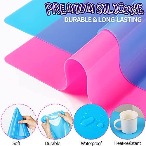 LEOBRO Silicone Mat, 2 PCS 15.7" x 11.7" Playdough Mat, Large Silicone Sheet for Crafts Jewelry Resin Molds Mat, Nonstick Silicone Craft Mats for