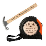 Personalized Tape Measure Hammer Set for Valentine, Customized I Love Building a Life with You Measuring Tape Wood Handle Hammer Set, Valentines Day Generic