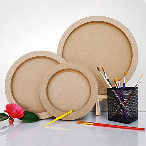 OLYCRAFT 3pcs Wood Canvas Boards Round Wood Painting Boards, Unfinished Wood Paint Pouring Panel Boards for Painting Crafts (5.7", 7.8" & 9.6"