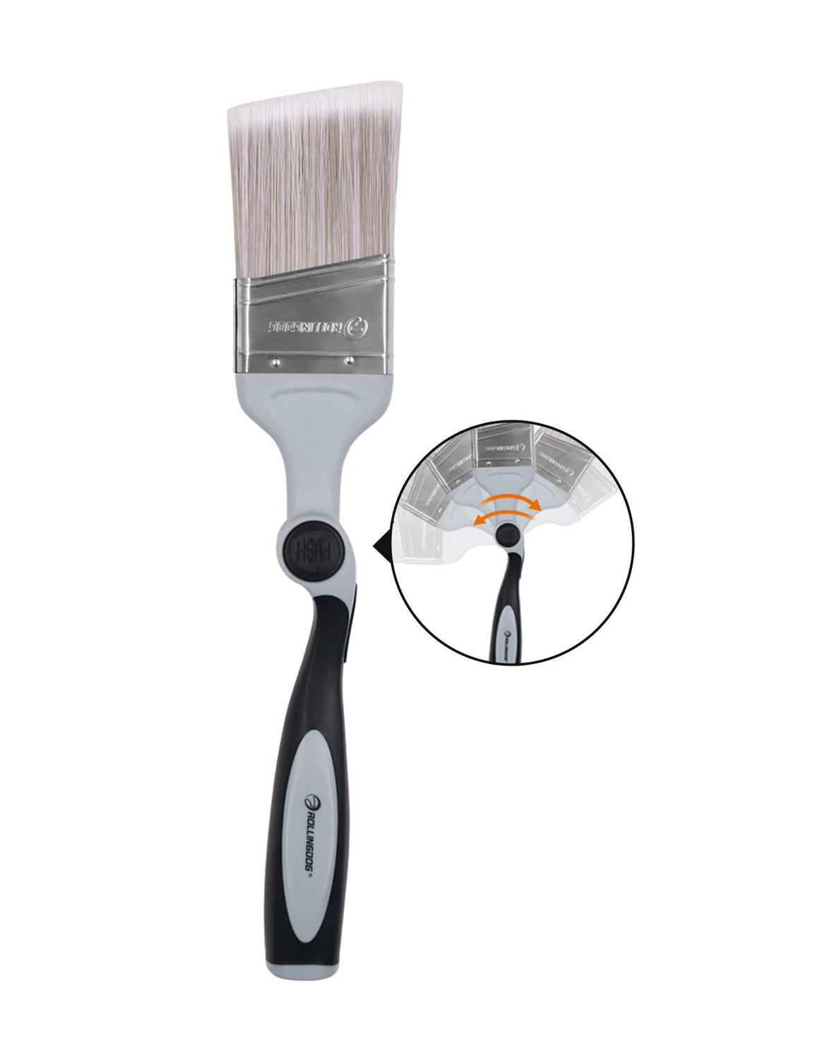 ROLLINGDOG 2.5Inch Paint Edger Brush - Extension Pole Angled Paint Brush for High Walls Ceiling,Stairwell Wall,Triming and Cutting in Painting ROLLINGDOG