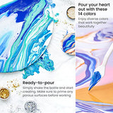 Arteza Acrylic Pouring Paint Kit, 14 Glossy Colors — 8 Pastel & Bright, 3 Iridescent, 3 Metallic, 2 x Stretched Canvas, 2 Wooden Slices, Glitter, and ARTEZA