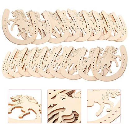 48pcs Wood Discs Slices Horseshoe Shape Unfinished Wooden Cutouts for Christmas Craft DIY Home Decoration - WoodArtSupply