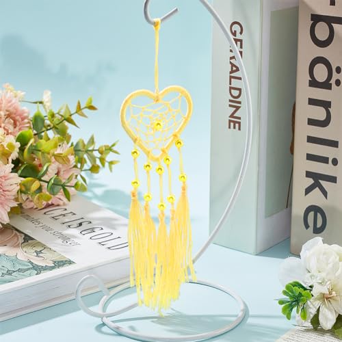 INFUNLY 6 Set DIY Small Dream Catcher Kit Rainbow Heart Dream Catchers DIY Heart Macrame Craft Kit for Hanging Decor Boho Home Charms with INFUNLY