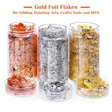 Gold Foil Flakes for Resin, Paxcoo Imitation Gold Foil Flakes Metallic Leaf for Nails, Painting, Crafts, Slime and Resin Jewelry Making (Gold, PAXCOO