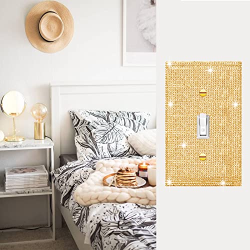 Gaocai 1 Pcs Shiny Silver Golden Rhinestone Wall Plate Cover 1 Gang Decorative Light Switch Cover Rhinestones Switch Covers Gaocai
