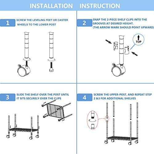 YSSOA 3-Tier Heavy Duty Storage Shelving Unit,Chrome,24.02" D x 13.78" W x 21.97" H inch, 1 Pack - WoodArtSupply