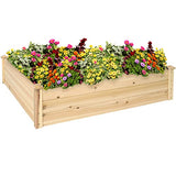 Sunnydaze 48-Inch Square Wood Raised Garden Bed - Outdoor Elevated Planter Box for Flower, Vegetable, and Herb Gardening Sunnydaze