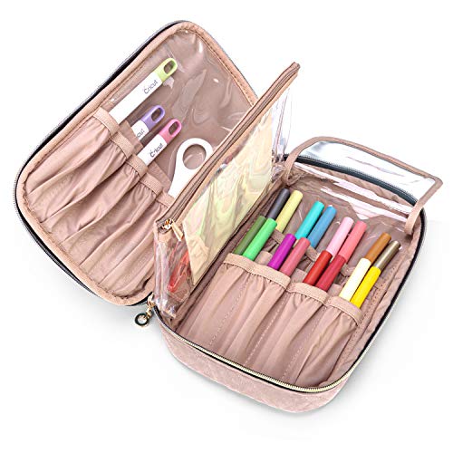 Yarwo Carrying Case Compatible with Cricut Tools Set, Accessories Organizer Bag for Craft Pens and Basic Tools, Dusty Rose (PATENTED DESIGN) Yarwo