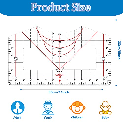 Tshirt Ruler Guide for Vinyl Alignment,Acrylic T-Shirt Measure Ruler to Center Vinyl,Tshirt Measurement Tool for Heat Tape for Heat - WoodArtSupply