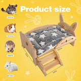 Rypet Wooden Guinea Pig Bed with Stairs and Mat Cozy Small Animals Cushion Bed Detachable Small Pet Hut Habitats for Guinea Pig Dwarf Rabbit Rypet