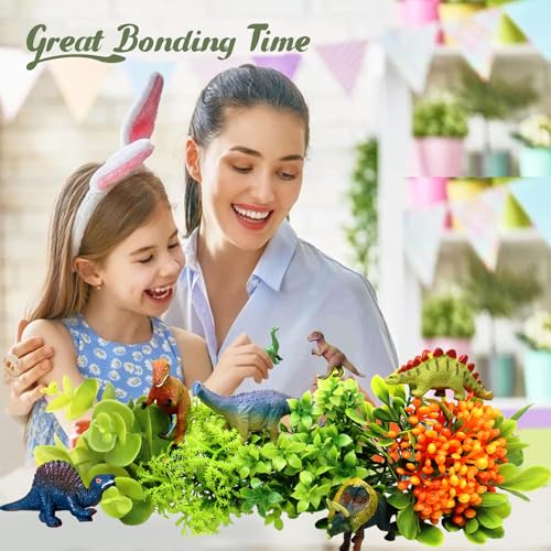 Terrarium Kit for Kids - Arts and Crafts Build a Dinosaur Habitat with Fake Artificial Plants & Flower,STEM Science Project Kit,Dinosaur Toys for CYOEST