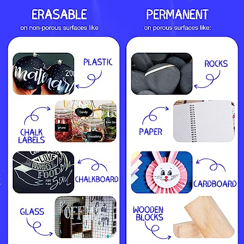 Fubullish 15mm Jumbo Markers, 5 Pack White Washable Window Marker and 12 Pack Acrylic Paint Marker Fubullish