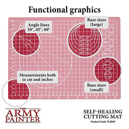 The Army Painter Self Healing Cutting Mat - Self Healing Craft Cutting Mat, A4 Size - Double Sided PVC Non-Slip Hobby Mat - 3-Ply Gridded Miniature - WoodArtSupply