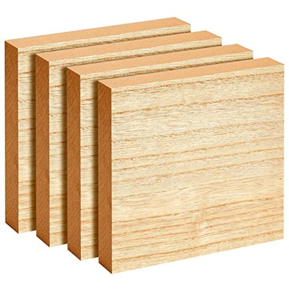 Unfinished MDF Wood Squares for Crafts, Wooden Blocks, 1 Inch Thick (6x6 in, 4 Pack)