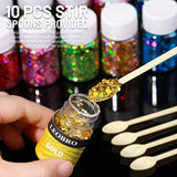 LEOBRO Holographic Chunky Glitter, 15 Colors Glitter, Craft Glitter for Resin, Nail Glitter, Festival Cosmetic Hair Face Body Glitter, Glitter Flakes LEOBRO