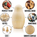 Lot of 10 Set by 5 pcs Blank Nesting Dolls - Unfinished Unpainted Russian Nesting Dolls - Blank Doll - Nesting Doll DIY - Unfinished Wooden Doll AEVVV