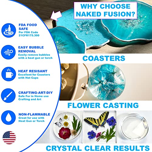 NAKED FUSION -Epoxy Resin Art Resin- Diamond Clarity-Original Formula- The Artist's Resin for Coating, Resin Art, Geodes, Tabletop, Bar Top, Live NAKED FUSION