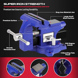 Heavy Duty Bench Vise 4.5 Inch: Table Clamp Woodworking Vice Press Drill Tools Workbench Wood Metal Pipe Work Shop Block Swivel Slide Cross Welding SEDY
