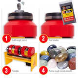 MJR Tumblers Multi-Barrel Rock Tumbler with Grit Media Kit - Durable Leak-Proof Rock Polisher for Kids and Adults Rock Tumbling Tool Geology Hobby MJR Tumblers