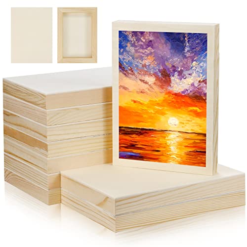 Bercoor 10 Pcs 5x7 Wood Panel Boards, Unfinished Wood Canvas Wooden for Painting, Arts, Pouring Use with Oils, Acrylics - WoodArtSupply