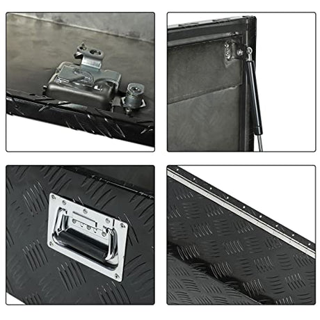 Eivojor 39" Heavy Duty Aluminum Stripes Plated Tool Box Pick Up Truck Bed RV Trailer Toolbox Storage Organizer with Side Handle, Lock and Keys - Eivojor