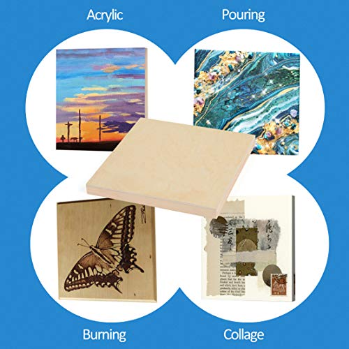Unfinished Birch Wood Canvas Panels Kit, Falling in Art 4 Pack of 8x8’’ Studio 3/4’’ Deep Cradle Boards for Pouring Art, Crafts, Painting and More Falling in Art