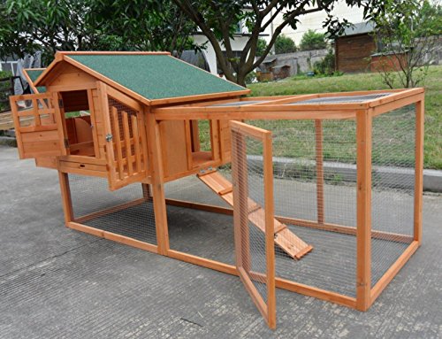 ChickenCoopOutlet Deluxe Large Wood Chicken Coop Backyard Hen House 3-5 Chickens w Nesting Box Run ChickenCoopOutlet