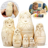 AEVVV Blank Nesting Dolls for Coloring Set 7 pcs - Paint Your Own Matryoshka - Blank Russian Nesting Dolls Unpainted Matryoshka Dolls - Russian Dolls AEVVV