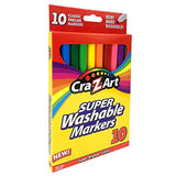 Cra-Z-Art Super Washable Markers, Fine Tip, Assorted Barrel, Assorted Ink, Pack Of 10 Markers Cra-Z-Art